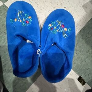 Blue Embroidered Kids Slippers